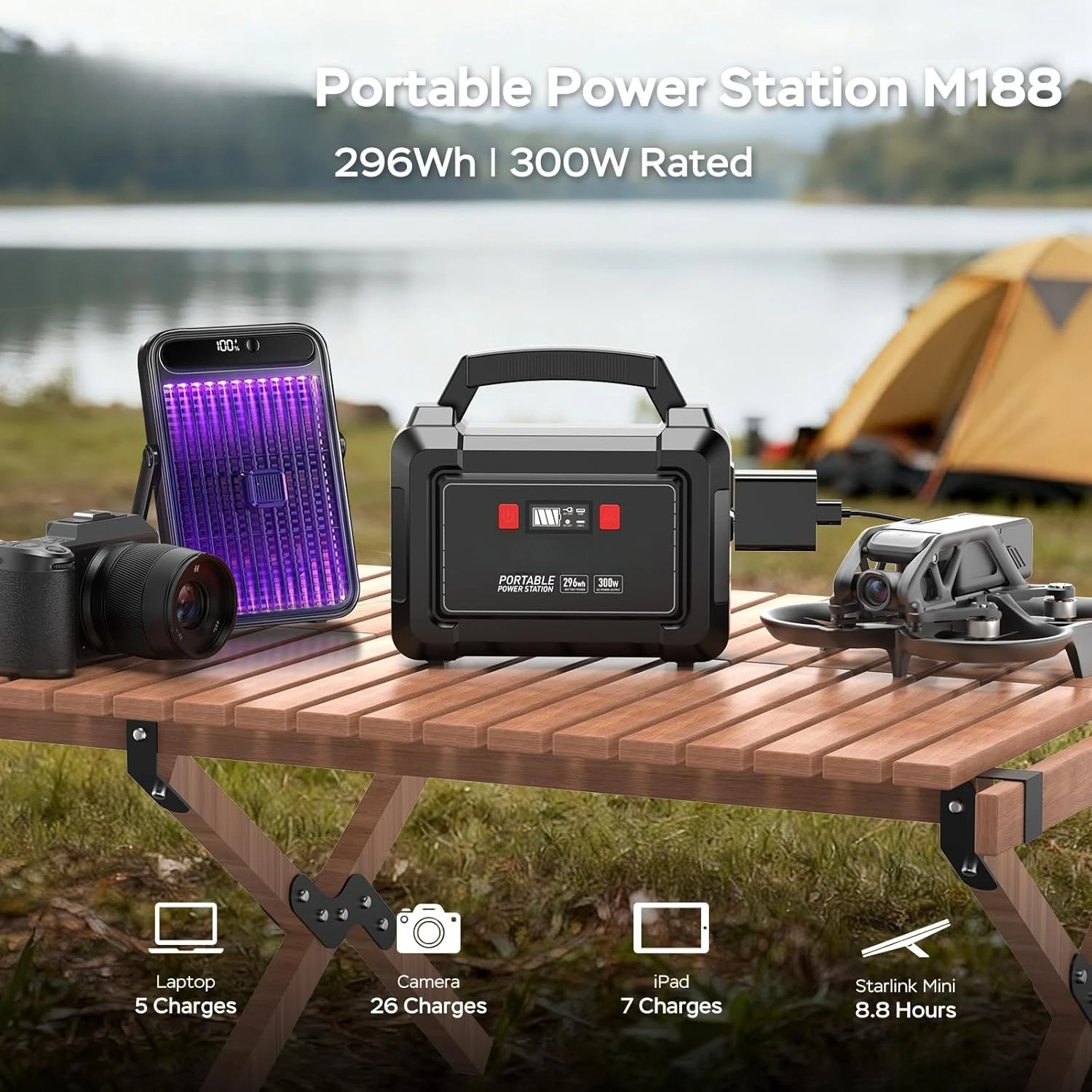 

Solar Generator 296Wh with Solar Panels 60W Portable Power Station with 300W Pure Sine Wave Solar Generator with