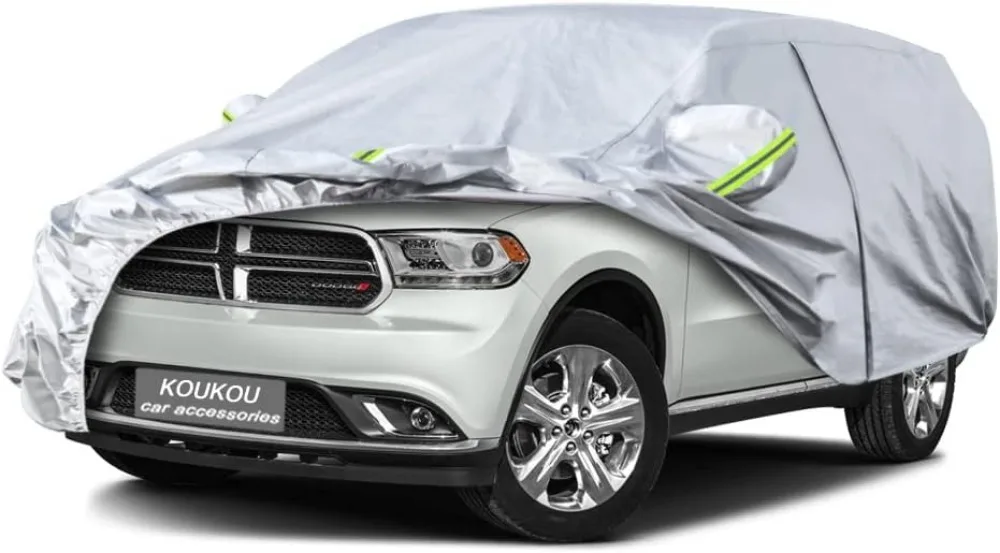 

6 Layers Car Cover for Dodge Durango 1998-2025, Waterproof All Weather with Zipper Door