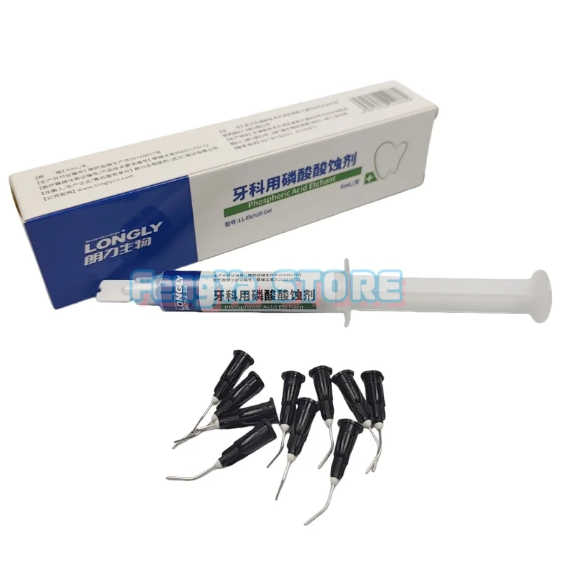 5ml/Syringe LONGLY Dental phosphoric Acid Etchant Gel LL-Etch35 Gel Orthophosphoric Acid Blue Etching Gel for Dentin & Enamel