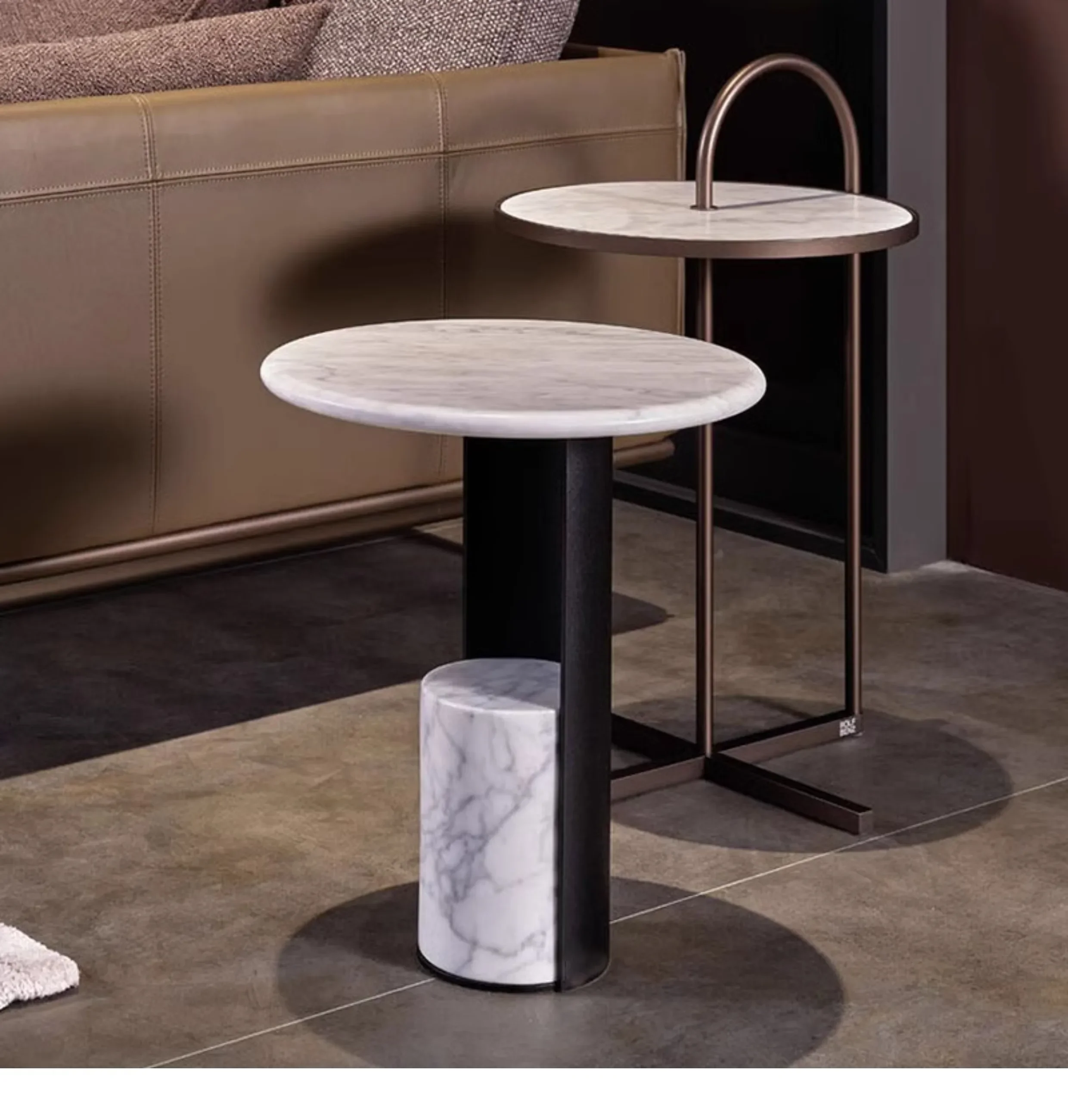 

Nordic marble edge table designer coffee table light luxury creative small apartment, living room sofa bedside small round table