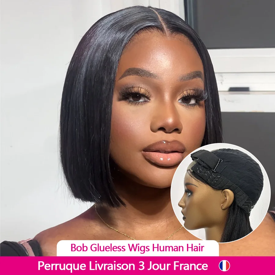 Bob Glueless Wig Human Hair Ready To Wear 10 12 Inch Bob Wig Human Hair 12A Brazilian Glueless Wigs Human Hair 1-3 Days Delivery