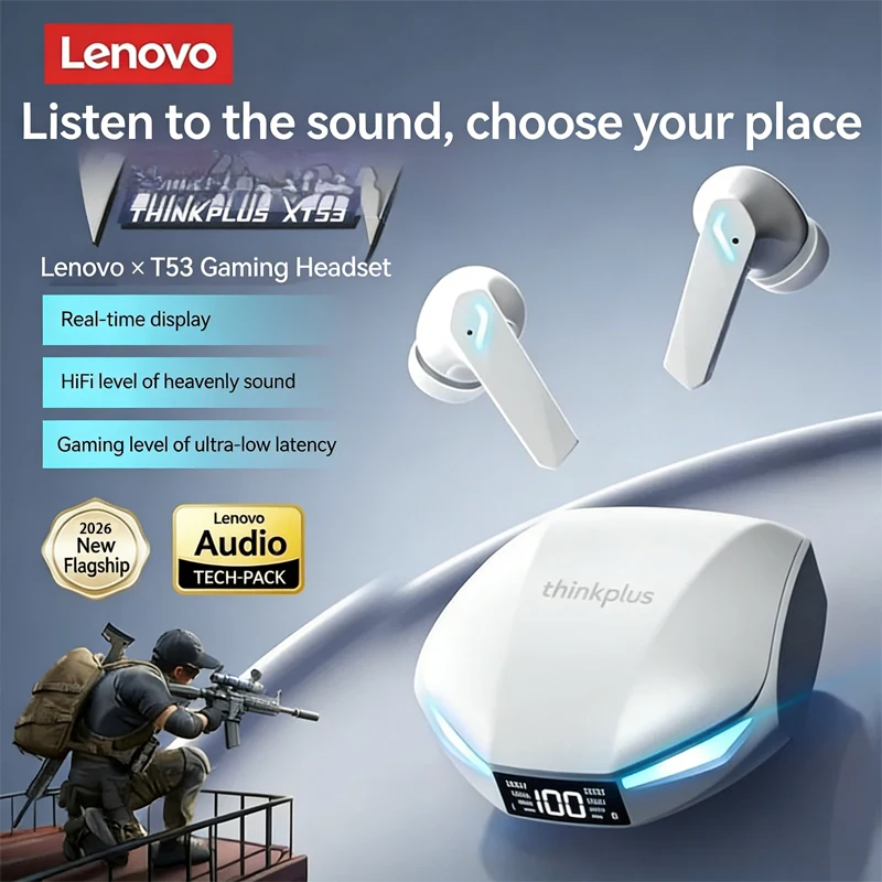 New Lenovo XT53 Wireless Bluetooth Earphones Low Latency Gaming Headphones HIFI Quality Sound HD Voice Noise Cancelling Earbuds