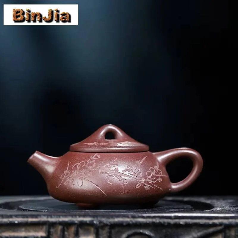 

90 мл винтажные чайники Исин из фиолетовой глины, каменная лопатка ручной работы, чайник из сырой руды и грязи с ситечком, чайный сервиз Zisha, посуда для напитков, ремесло