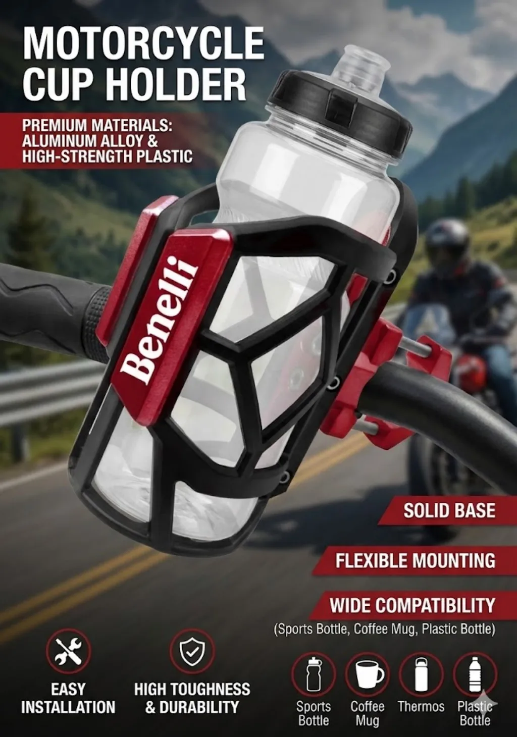 

Для Benelli BN 125 BN 150 Tnt 150i BN125 2017 2018 2019 2020 2021 Универсальный высококачественный держатель для напитков/воды для мотоцикла