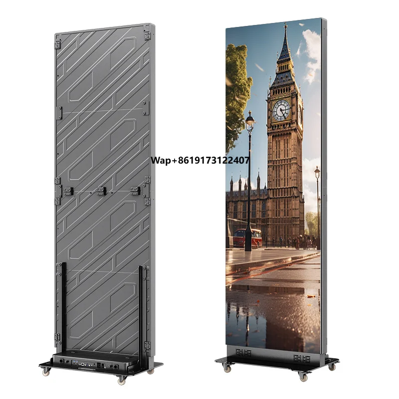 YUYI Indoor P2 P2.5 P3 Foldable Dual Faces Standing Poster LED Display with Wheel Video LED Display Advertising LED Screen