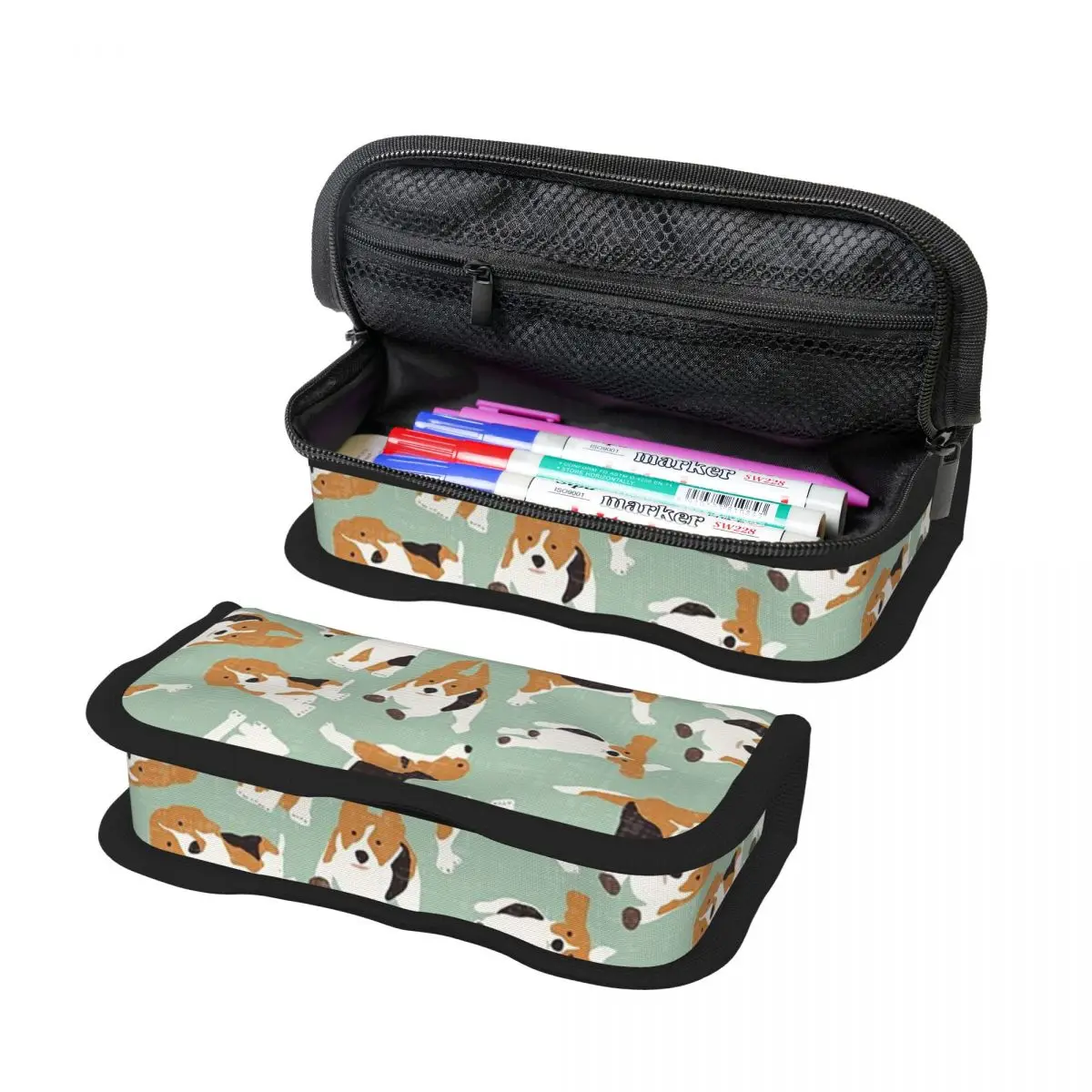 Beagle Scatter Mint Federmäppchen für Jungen und Mädchen, Schule, Stiftbox, Bleistiftbeutel, Schreibwaren, Stifthalter, Tasche
