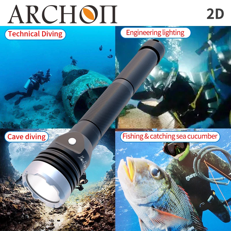 ARCHON 2D Diving fishing light Professional Scuba dive flashlight Underwater 150m Ship lighting torch Dive lighting hunting lamp