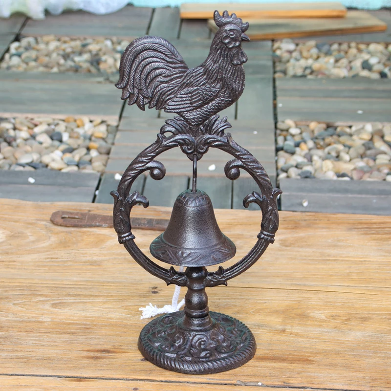 Cast iron desktop rooster hand bell, vintage creative iron bell, bar teahouse restaurant call table bell decoration