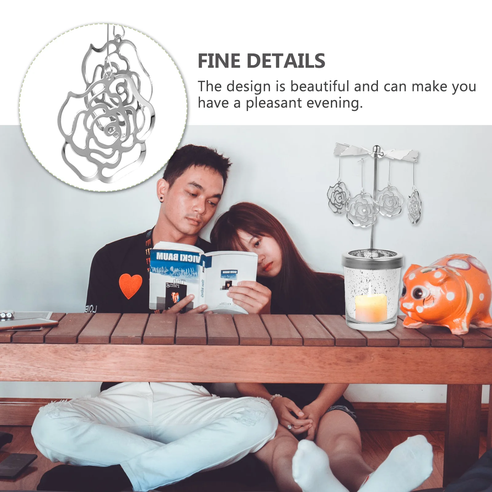 

1Pcs Rotating Holder Metal Candlestick Carousel Table Decor Romantic Warm Desktop Ornament for Wedding Party