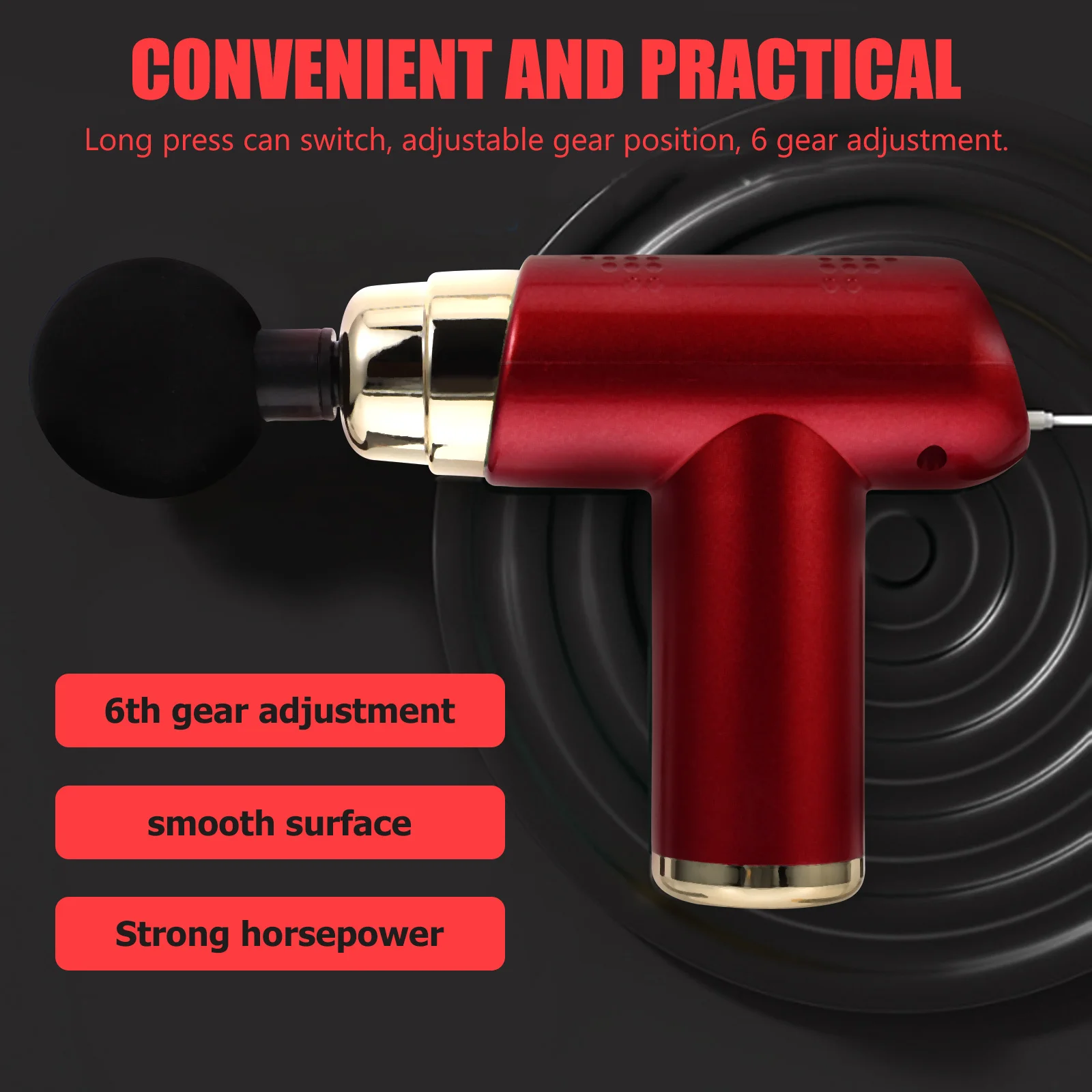 

1 set 1 Set Mini Fascia Massager 6-Speed Adjustable Percussion Muscle Relief Body Recovery Portable Massage Device Small Size