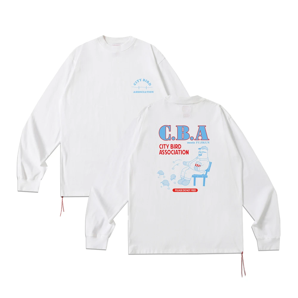 KUCLUT Fashion Streetwear Best Quality Cartoon Printed Long Sleeves Tee 100%Cotton Loose Tops Oversize T Shirt Men Woman