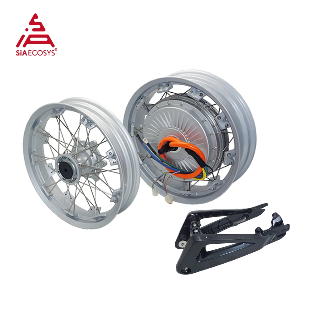 QS273 8KW V3 120kph Spoke Hub Motor with 17x4.25inch Moped Wheel Rim with 17x3.0inch Front Wheel and Swingarm for E-Motorcycle