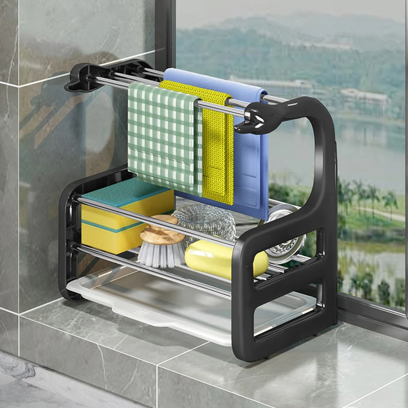 

Kitchen Drain Rack Sponge Soap Storage Sink Organizer Rack Sink Caddy Organizer Nonslip Brush Holders Bathroom Storage Racks