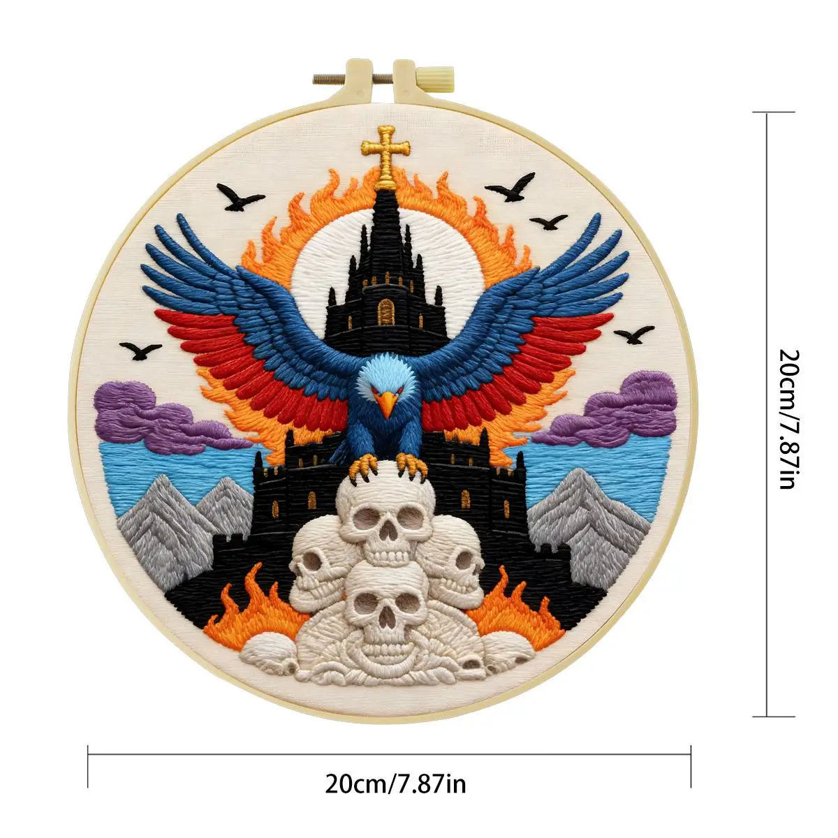 1 Stück 20X20CM/15X15CM 7,87/6,3 Zoll Tier - Adler Stickerei Starter-Kit DIY-Kit DIY-Stickerei-Set Handarbeiten Nähkunst – Detail 3