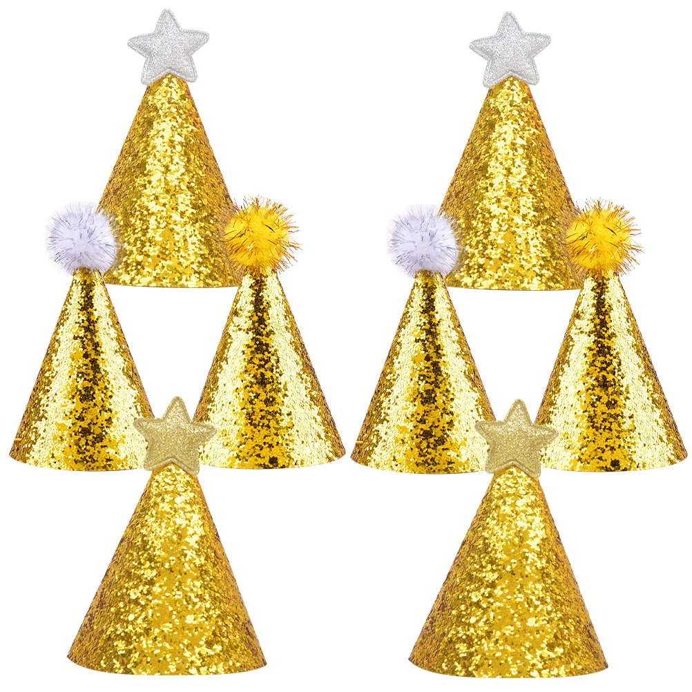 

8Pcs Birthday Hats Soft Durable Comfortable Material Kids Birthday Party Supplies Shiny Crown Design Party Hats