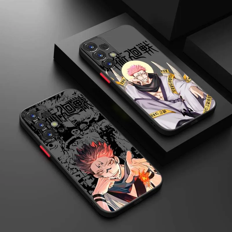 Jujutsu Kaisen Anime Phone Case For Samsung Galaxy A71 A56 A55 A54 A53 A52 A51 A17 A16 A06 Frosted Translucent Cover