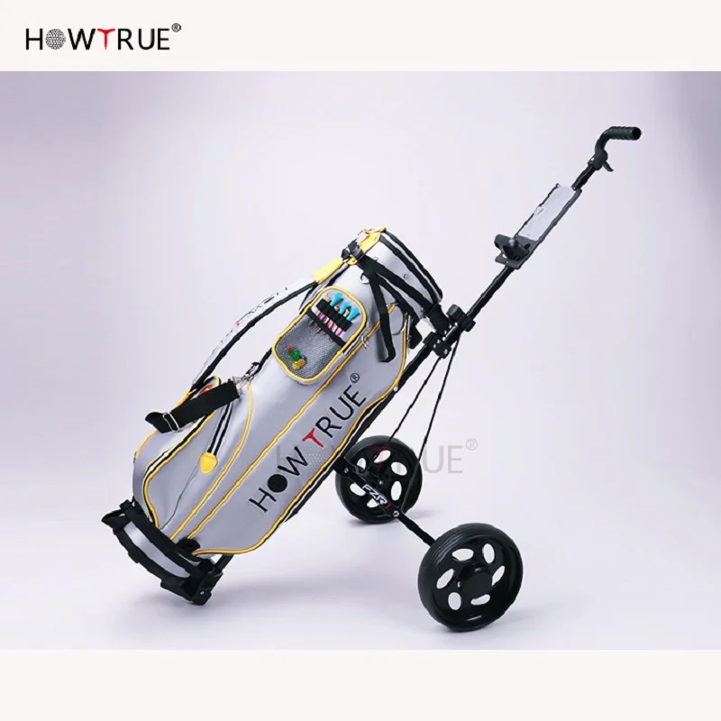 2 Wheels Golf Push Pull Cart Aluminium Foldable Golf Trolley With Brake