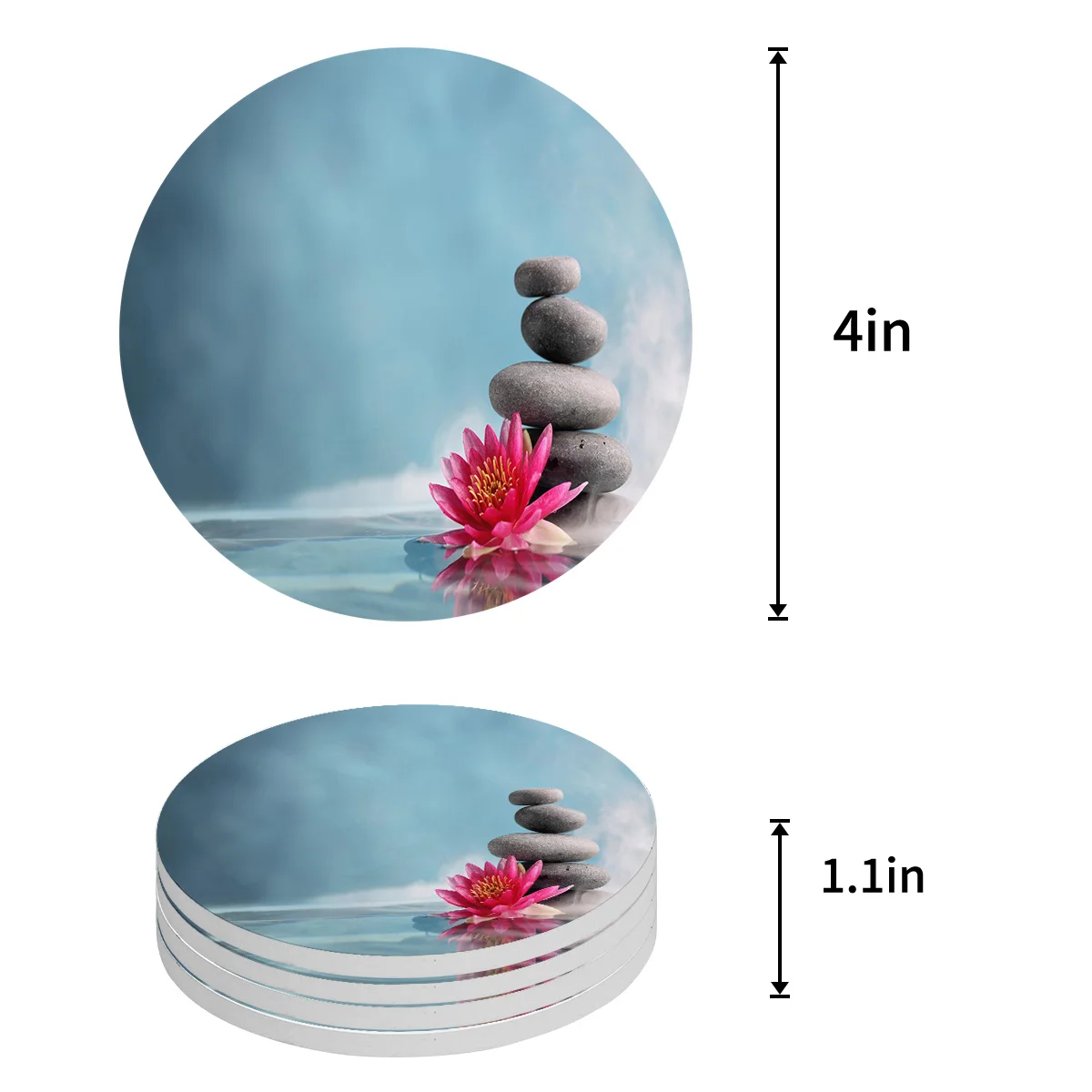 Stone Flower Plant Water Surface Mist Round Coaster Coffee Table Mats Kitchen Accessories Absorbent Ceramic Coasters