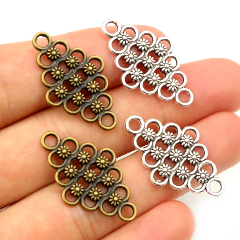 20 sztuk 29x17mm antyczny brąz i antyczne srebro pozłacane kwiat styl złącze ręcznie robiony wisiorek: DIY dla bransoletka naszyjnik