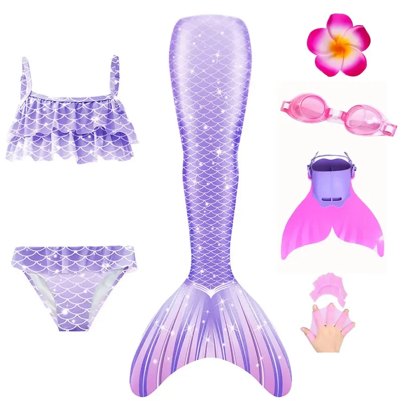 ชุดหางนางเงือกบิกินี่ท็อปส์กางเกงขาสั้นสําหรับสาวว่ายน้ํานางเงือกแฟนซี beachwear ชุดว่ายน้ําชุดคอสเพลย์