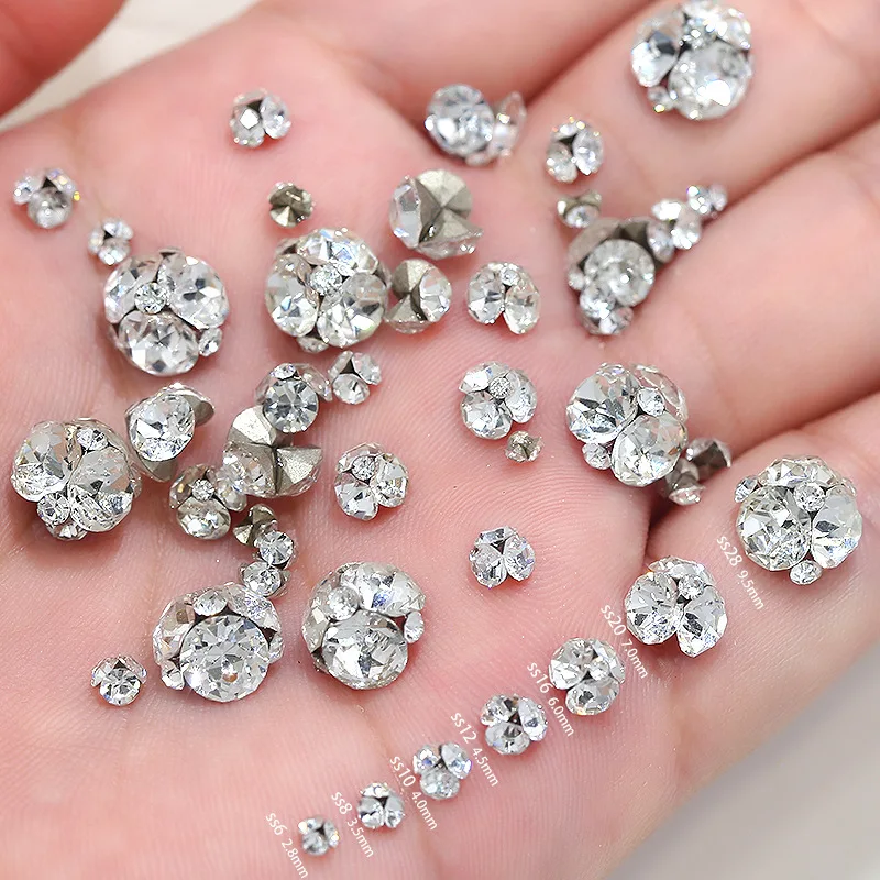 10-20PCS Sparkle Clear White Round Pile Diamonds Stacked Nake Gems Ball Nail Art Rhinestones Decorations Manicure Shiny Charms