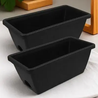 

Plastic Flower Pot 2 Sets Planter Easy Cleaning Containers Tray Rectangle Long Outdoor Planters Thickened Design Durable Garden