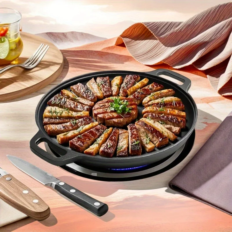 Antihaftbeschichtete Gusseisenpfanne, 1 Stück, vielseitig einsetzbar für Pizza, Grillen, rundum Kochen, langlebig und langlebig