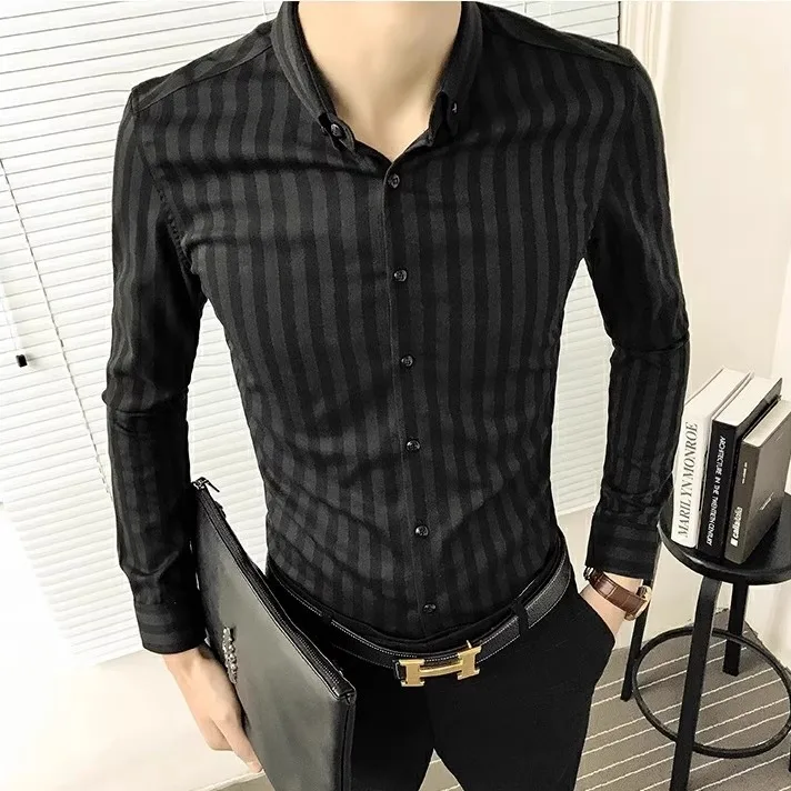 

Мужская демисезонная рубашка с воротником-стойкой, утепленная, повседневная, в клетку, приталенная, не требующая глажки