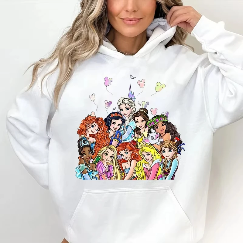 

Miniso Fun Kawaii Frozen Женская толстовка с принтом Эльзы и Анны Повседневный топ Harajuku толстовка для пар с героями мультфильмов Высококачественный комфорт