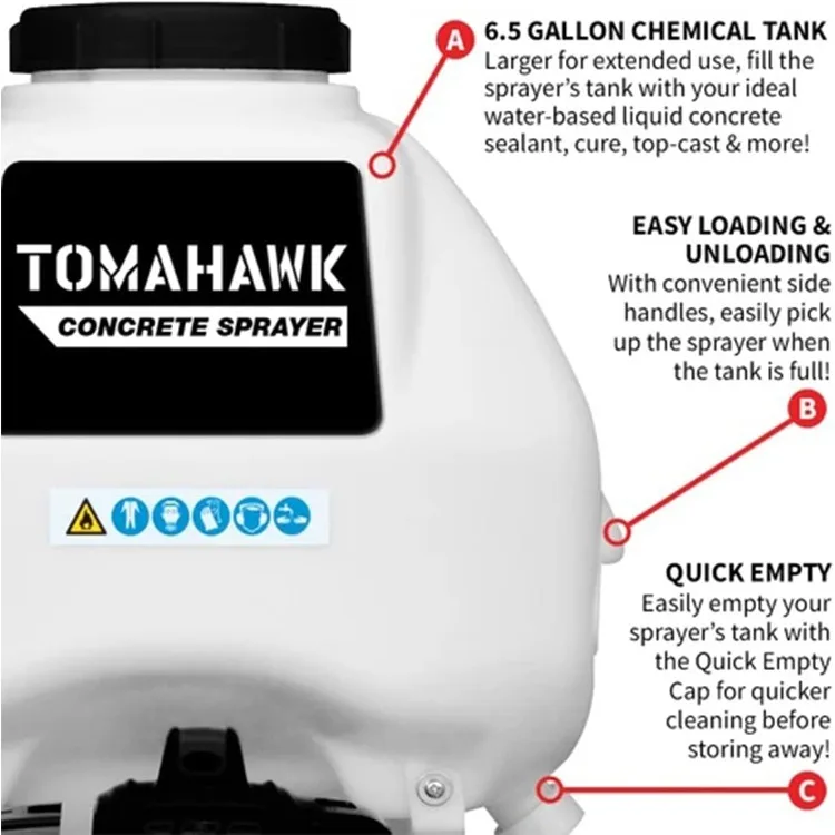 Tomahawk 6.5 Gal Motorized Backpack Concrete Sprayer with Wand and .5 GPM Fan Nozzle Included