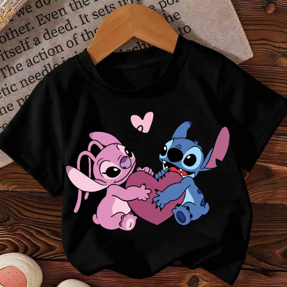 

Cute Stitch Disney Girl Birthday Tshirt Summer Children's Digital Tshirt Short Sleeve Children's T-shirt Cartoon Printed Clothes