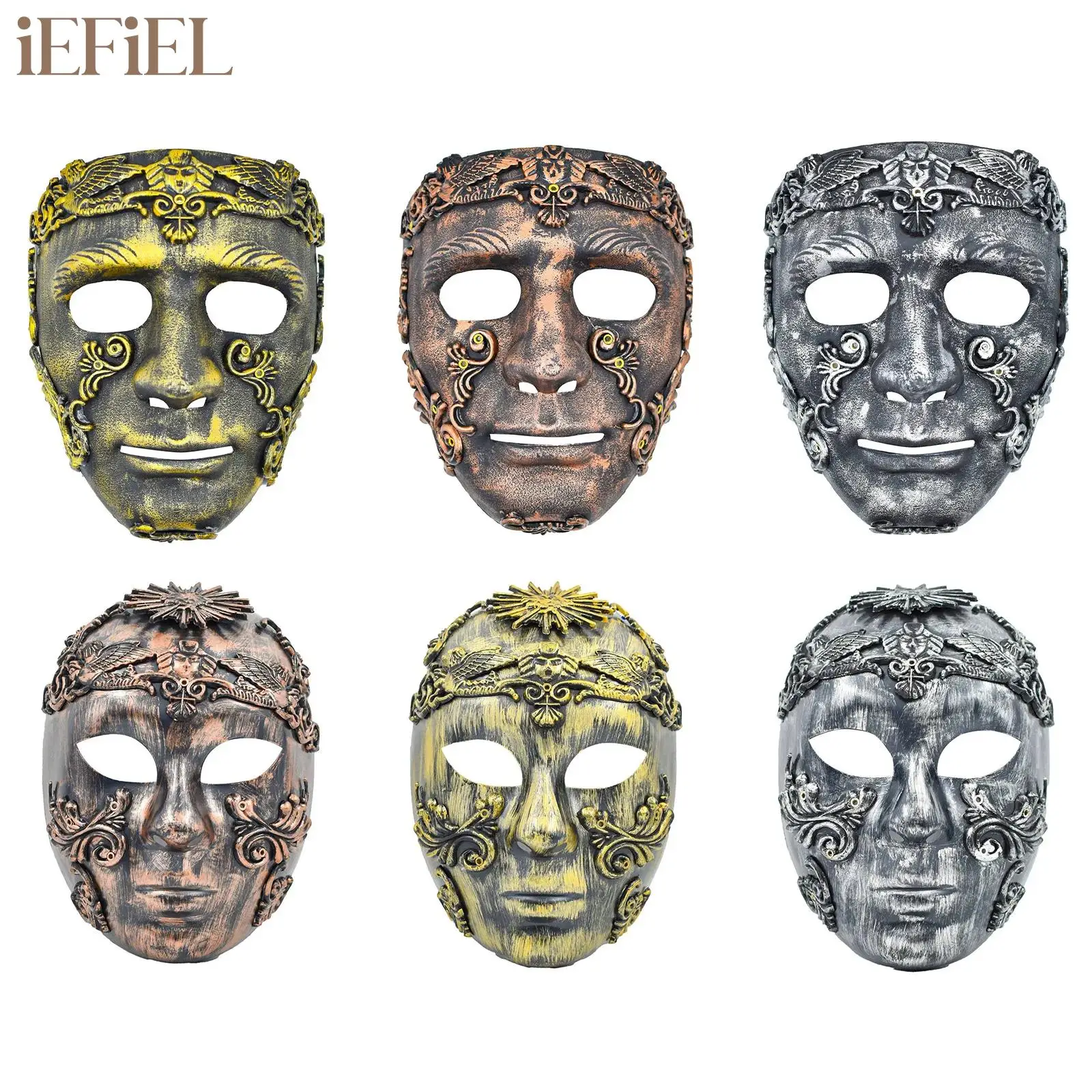 

Mystery Adults Men Roman Mask Retro Antique Ball Party Mask for Masquerade Halloween Cosplay Masquerade Party Dress Up Mask Prop