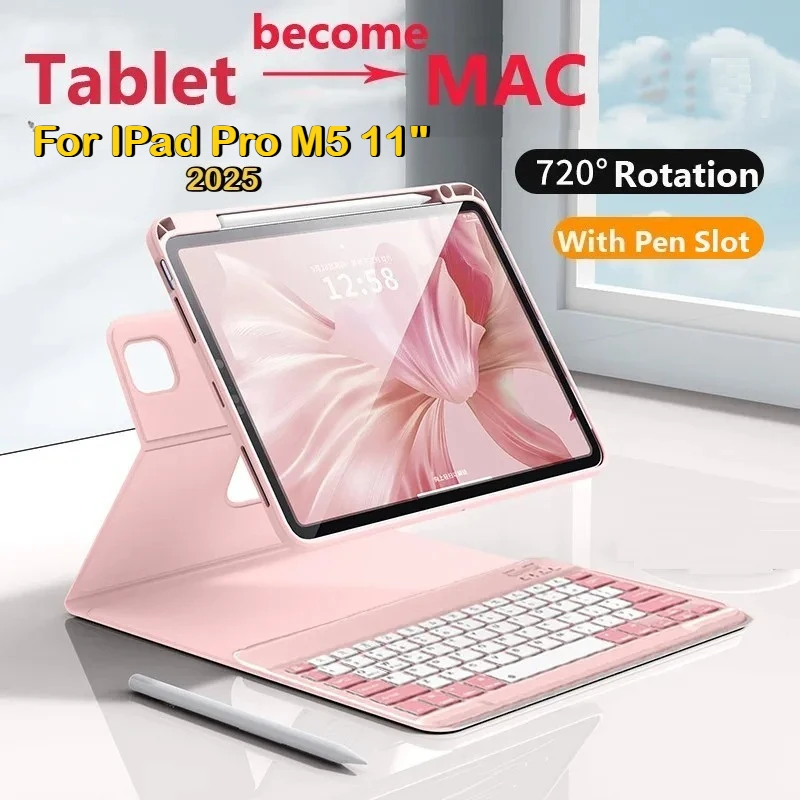

Новый магнитный чехол для клавиатуры для IPad Pro M5 11th 2025 11 дюймов A16 Air M3 Pro11 Air 6 5 4 10th 10,9 дюймов с вращением на 360 градусов, чехол из искусственной кожи