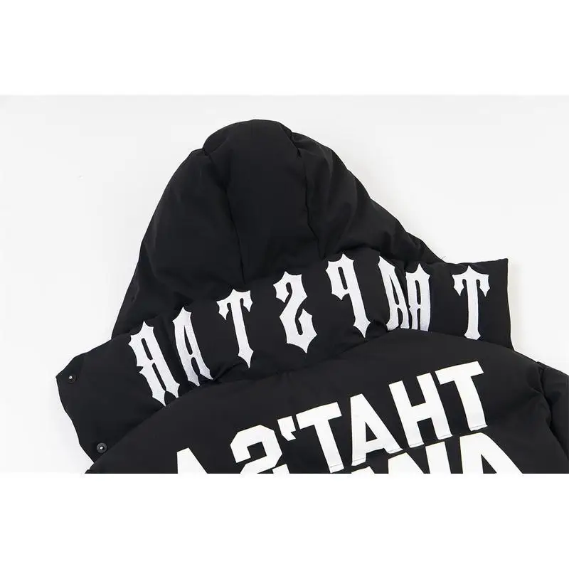 เสื้อแจ็คเก็ตผ้าฝ้ายบุใยสังเคราะห์สำหรับผู้ชาย มีฮู้ด แบรนด์แฟชั่นฤดูหนาว ทรงหลวม สไตล์วัยรุ่น ทันสมัย ความยาวปกติ