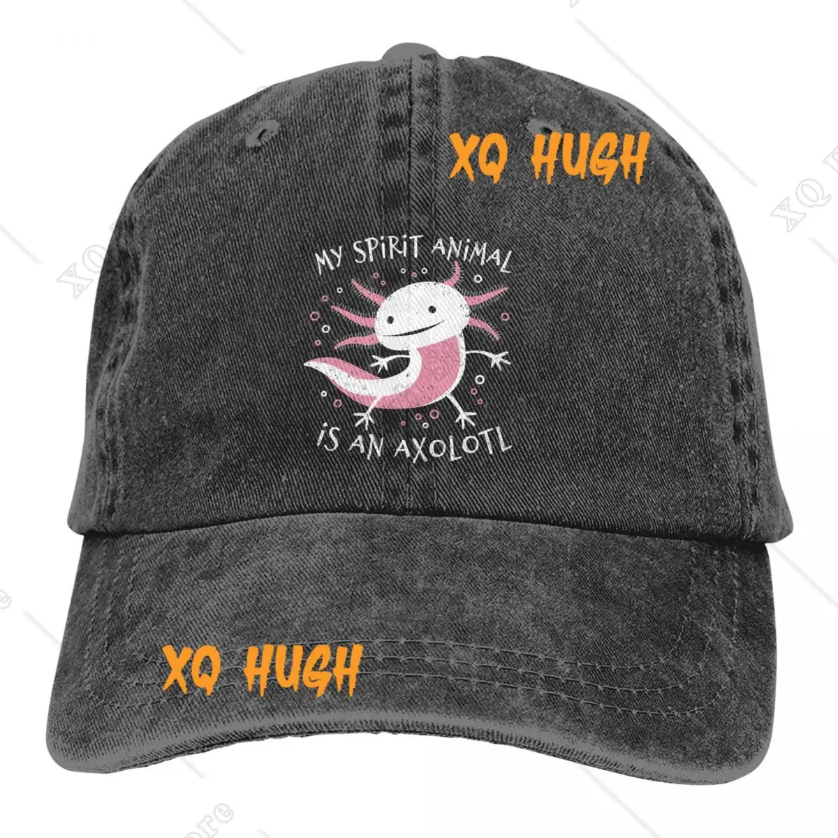 

Washed Men's Baseball Cap Cute Amphibian My Spirit Animal Trucker Snapback Cowboy Caps Dad Hat Axolotl Lover Golf Hats