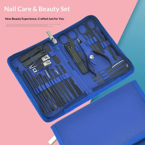 Imagen 2 del producto Kit de cortaúñas y esmalte de acero inoxidable, juego de herramientas para recortar uñas de 32 piezas con cortaúñas y limas de uñas