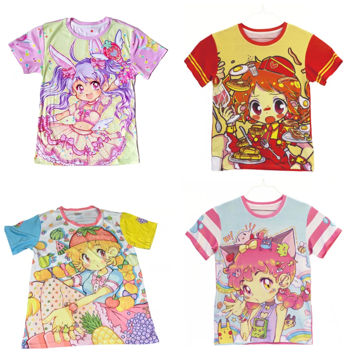 Adult and Children Y2K Harajuku Style Sweet Girl Magical Girl 3D Print Loose T-Shirt Student Best Friend Couple Top Trendy