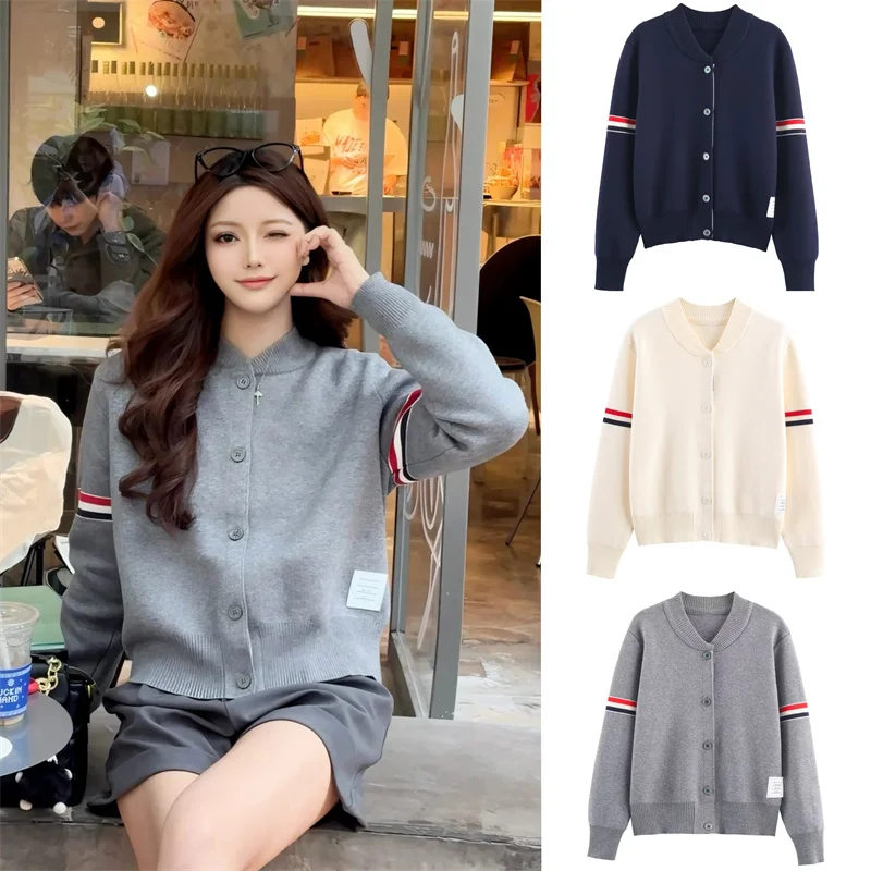 

Женская куртка, осень 2024, новые поступления, однотонный базовый вязаный кардиган с длинными рукавами, повседневная мода, универсальный