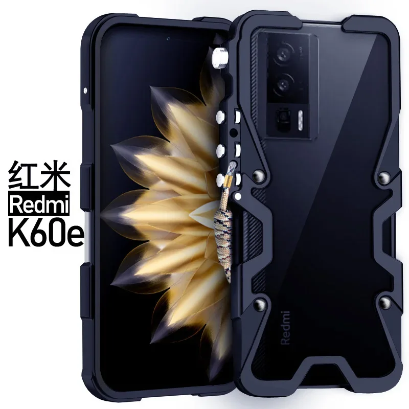 Armor Metal Aluminum Phone Cases Bumper For Xiaomi Redmi K60e K60 Pro Ultra Cover Mechanical Purely Handmade Skull Case