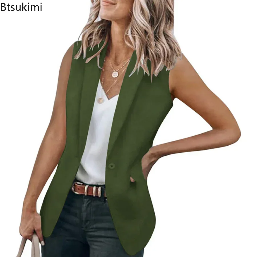 Blazer de bureau pour femme, veste émaillée solide, cardigan femme, bouton unique, col trempé, été, 2024