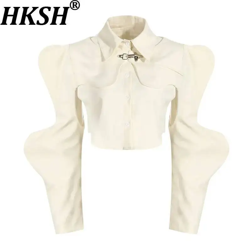 

HKSH осенний новый женский комплект из двух предметов с отложным воротником, однобортная рубашка без рукавов, нишевый дизайн, шикарная шаль, уличная одежда HK11211