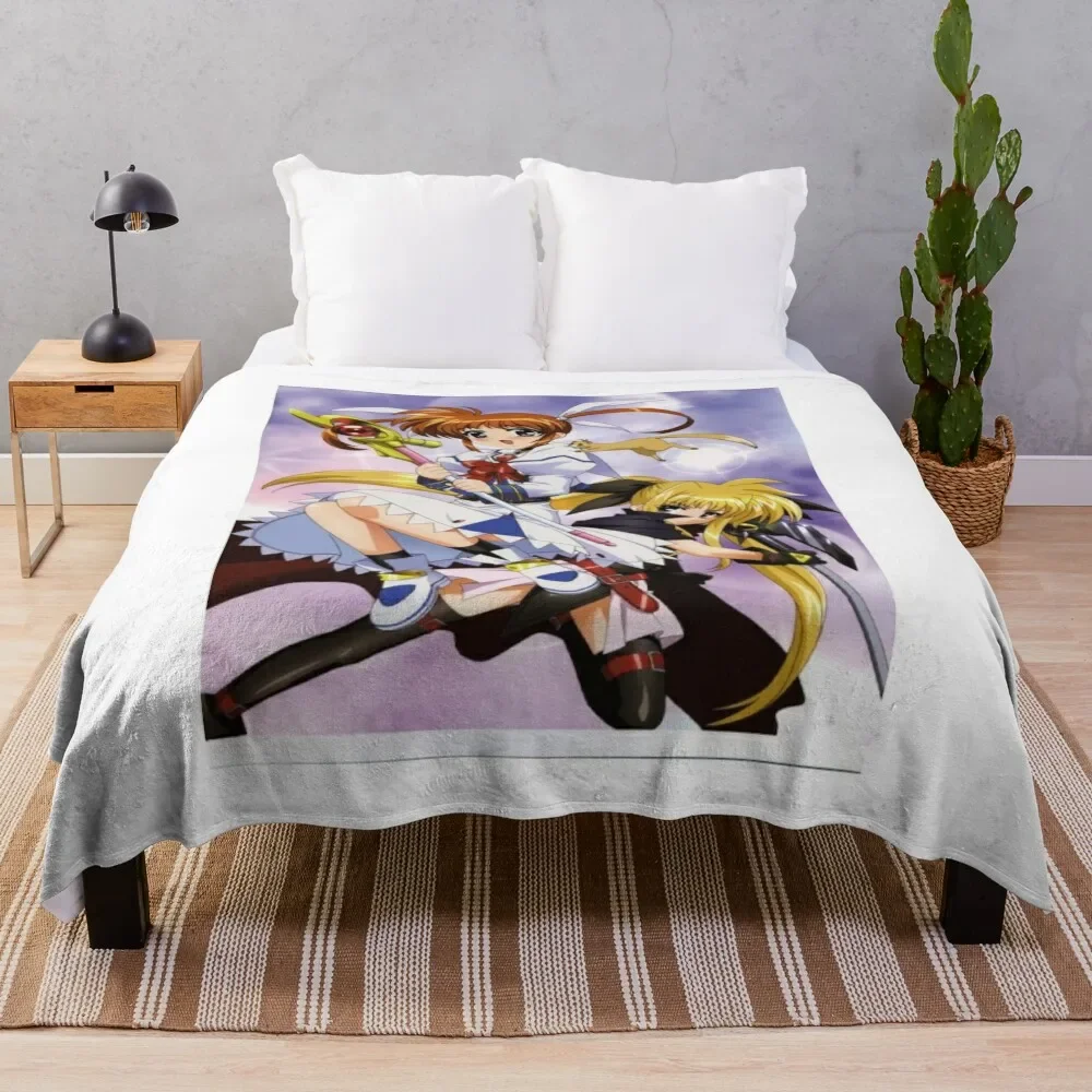 Takamachi Nanoha and Fate Testarossa Harlaown (Mahou Shoujo Lyrical Nanoha StrikerS) Throw Blanket Bed covers Baby Blankets