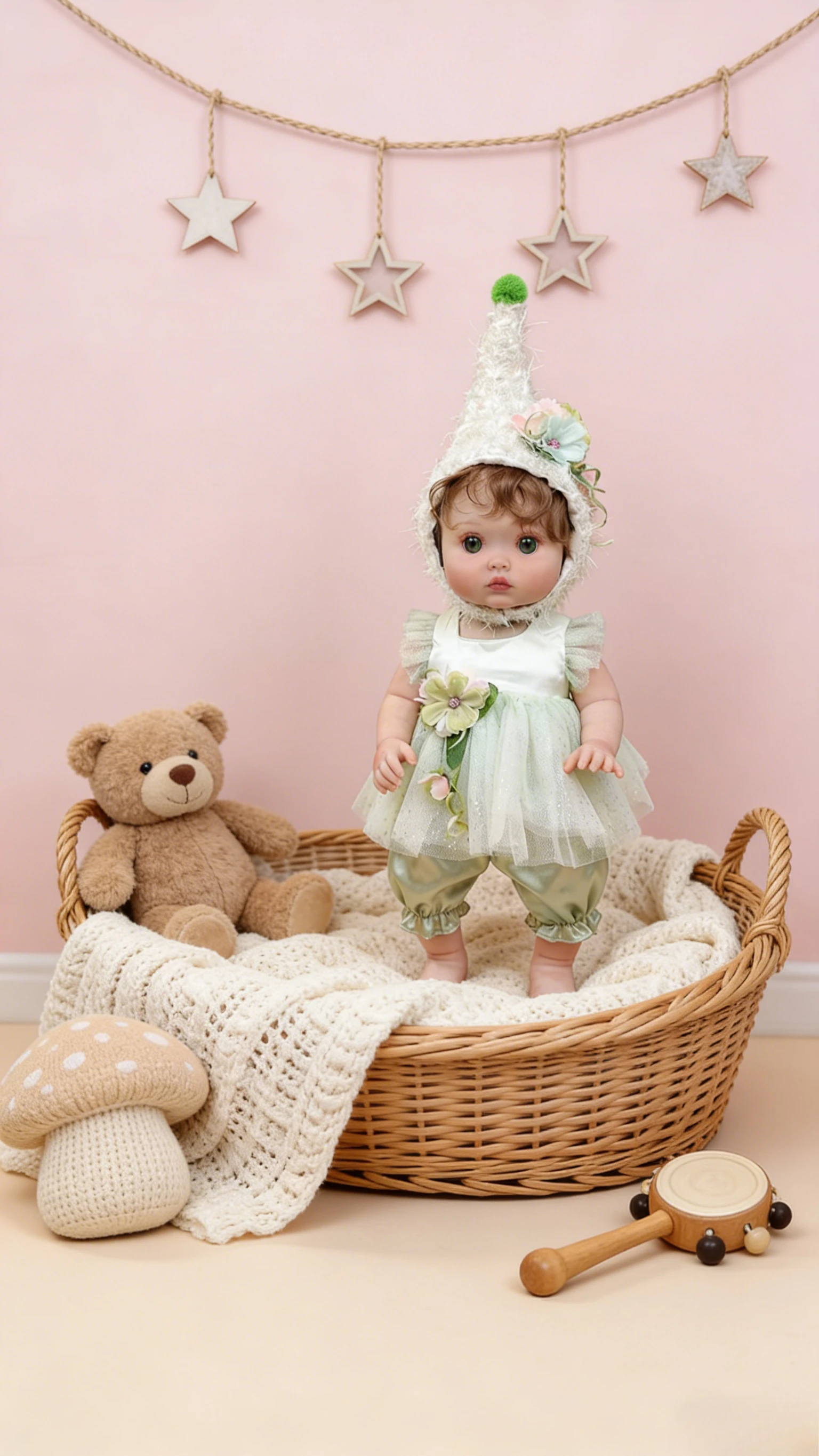 

16-дюймовая реалистичная кукла-фея ручной работы с полным виниловым корпусом, высококачественная детальная живопись, мягкая на ощупь, милая удобная кукла-пушка