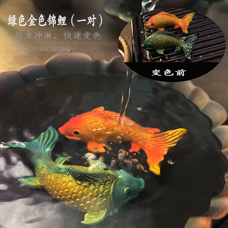 Every year, fish change color, tea pet ornaments attract wealth in case of heat, tea play accessories table decoration
