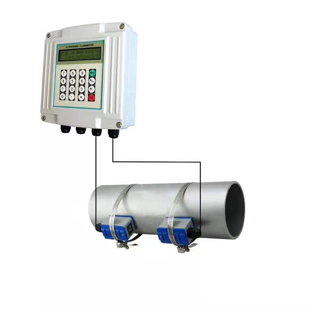 DN50 DN100  Portable Smart Digital Display Wall Mounted Water Flowmeter Clamp on Sewage Liquid Ultrasonic Flow Meter