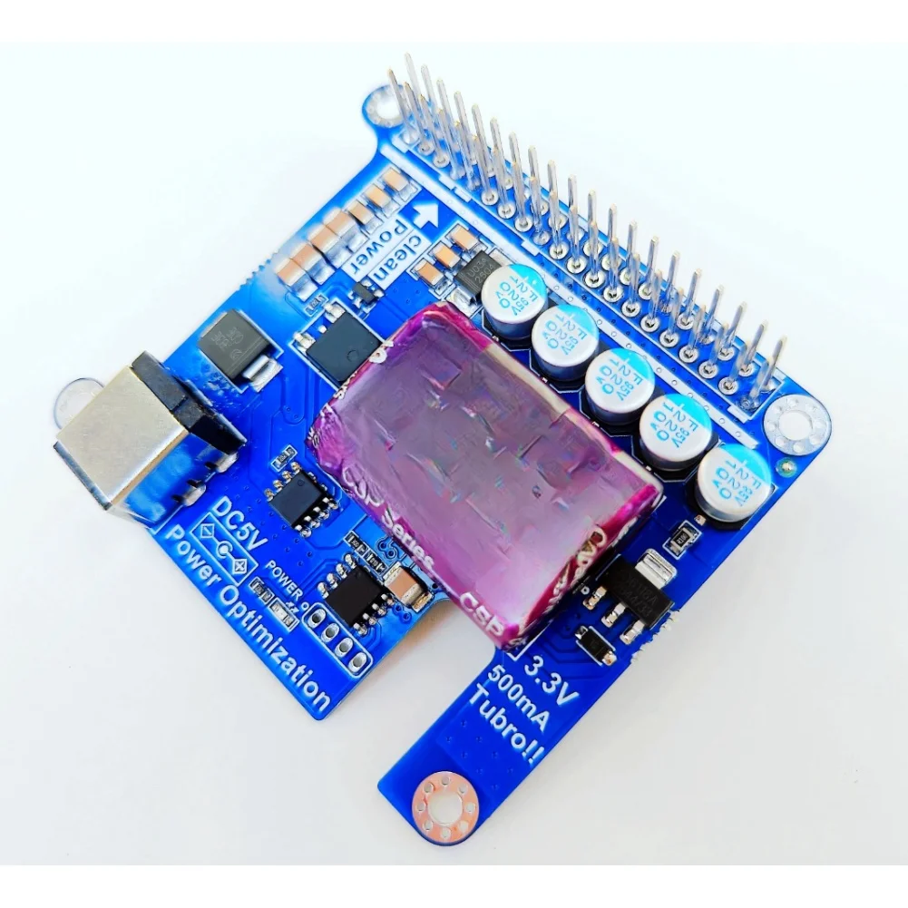 Supercapacitor Based Power Purification Board DC 5V Input with 3.3V Channel 500mA Output and Solid Capacitor Filtering