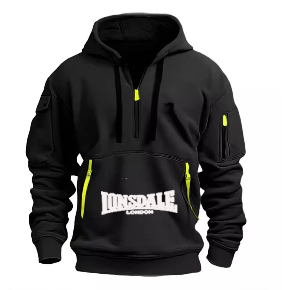 Новая мужская повседневная флисовая толстовка LONSDALE с карманом на молнии, спортивная худи, популярный товар Новая мужская повседневная флисовая толстовка LONSDALE с карманом на молнии, спортивная худи, популярный товар