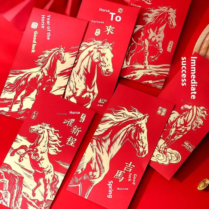 

6Pcs Marriage Birthday Envelope 2026 Horse Year Spring Festival Red Envelope Chinese New Year Money Envelope Lucky Red Pockets