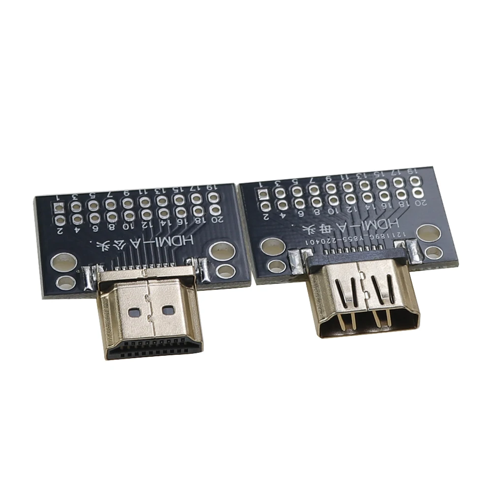 1pcs Compatible-HDMI Male and Female Test Board 19Pin 19P Male Plug Connector with PCB Test Board Solder Type A