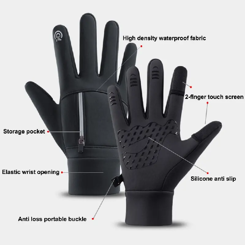 Winter Warm Touch Screen Gloves Outdoor Windproof Waterproof Cold-proof Gloves Men Driving Cycling Fishing Ski Gloves